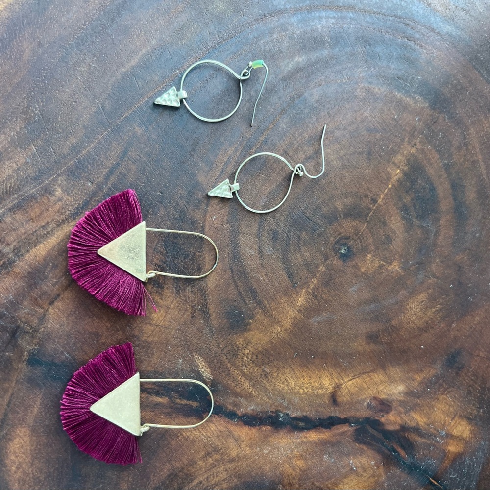 Elegant Gold and Purple Fringe Earrings